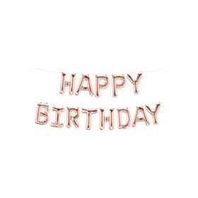 Patladı Gitti 16 inç Rose Gold Happy Birthday Folyo Balon Set