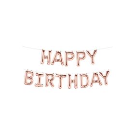 Patladı Gitti 16 inç Rose Gold Happy Birthday Folyo Balon Set