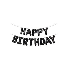 Patladı Gitti 16 inç Siyah Happy Birthday Folyo Balon Set