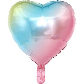 Patladı Gitti 18 inç 45 cm Gökkuşağı Kalp Folyo Balon