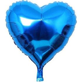 Patladı Gitti 18 inç 45 cm Mavi Kalp Folyo Balon