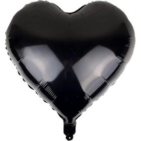 Patladı Gitti 18 inç 45 cm Siyah Kalp Folyo Balon