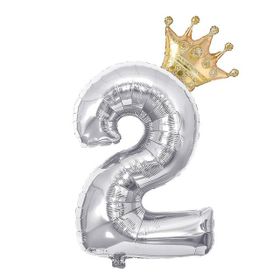 Patladı Gitti 2 Rakam Gold Gümüş Kral Tacı Folyo Balon Doğum Günü Parti Kutlama Seti