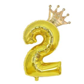 Patladı Gitti 2 Rakam Kral Tacı Gold Folyo Balon Doğum Günü Parti Kutlama Seti