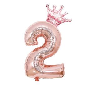 Patladı Gitti 2 Rakam Kral Tacı Rose Gold Folyo Balon Doğum Günü Parti Kutlama Seti
