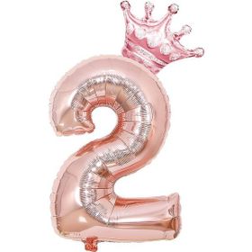 Patladı Gitti 2 Rakam Kral Tacı Rose Gold Folyo Balon Doğum Günü Parti Kutlama Seti
