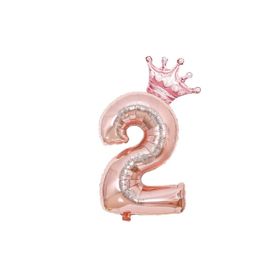 Patladı Gitti 2 Rakam Kral Tacı Rose Gold Folyo Balon Doğum Günü Parti Kutlama Seti