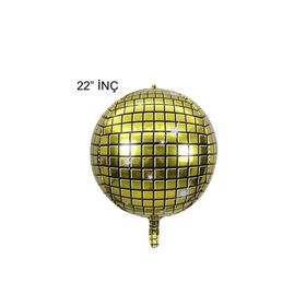 Patladı Gitti 22 inç 4D Büyük Boy Gold Disko Küre Folyo Balon