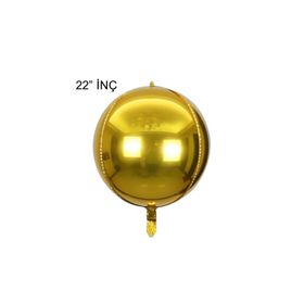 Patladı Gitti 22 inç 4D Büyük Boy Gold Küre Folyo Balon