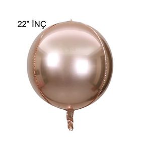Patladı Gitti 22 inç 4D Büyük Boy Rose Gold Küre Folyo Balon