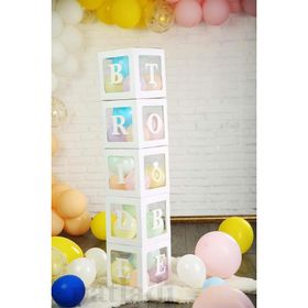 Patladı Gitti 25 cm Bride To Be Yazılı Büyük Boy Beyaz Kutu Balon ve Nişan Kına Parti Kutlama Seti