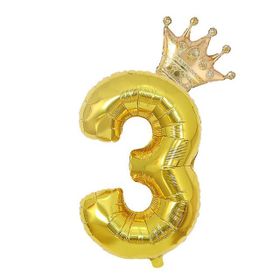 Patladı Gitti 3 Rakam Kral Tacı Gold Folyo Balon Doğum Günü Parti Kutlama Seti
