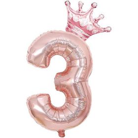Patladı Gitti 3 Rakam Kral Tacı Rose Gold Folyo Balon Doğum Günü Parti Kutlama Seti