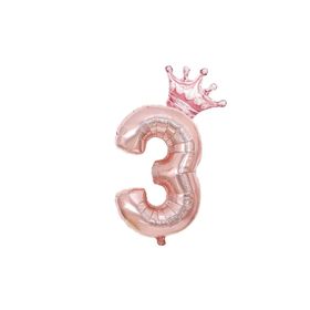 Patladı Gitti 3 Rakam Kral Tacı Rose Gold Folyo Balon Doğum Günü Parti Kutlama Seti