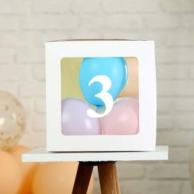 Patladı Gitti 3 Rakam Şeffaf Beyaz Kutu Bebek Çocuk Doğum Günü Süsleme Balon Kendin Yap Seti