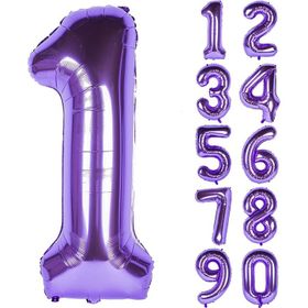 Patladı Gitti 32-34 inç 80 cm 1 Bir Rakam Mor Folyo Balon