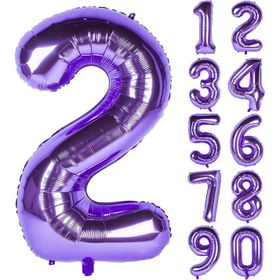 Patladı Gitti 32-34 inç 80 cm 2 İki Rakam Mor Folyo Balon