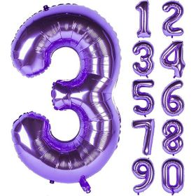 Patladı Gitti 32-34 inç 80 cm 3 Üç Rakam Mor Folyo Balon