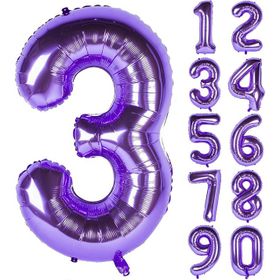 Patladı Gitti 32-34 inç 80 cm 3 Üç Rakam Mor Folyo Balon