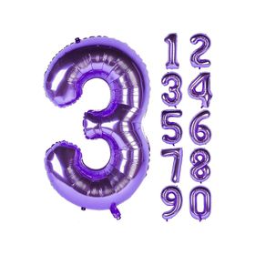 Patladı Gitti 32-34 inç 80 cm 3 Üç Rakam Mor Folyo Balon