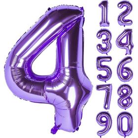 Patladı Gitti 32-34 inç 80 cm 4 Dört Rakam Mor Folyo Balon