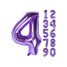 Patladı Gitti 32-34 inç 80 cm 4 Dört Rakam Mor Folyo Balon