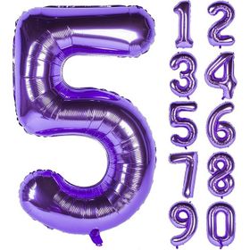 Patladı Gitti 32-34 inç 80 cm 5 Beş Rakam Mor Folyo Balon