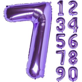 Patladı Gitti 32-34 inç 80 cm 7 Yedi Rakam Mor Folyo Balon