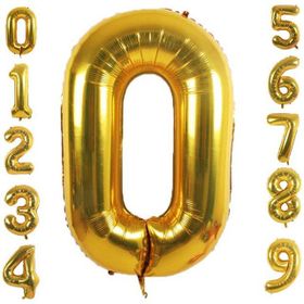 Patladı Gitti 32-34 inç 82 cm 0 Sıfır Rakam Gold Folyo Balon