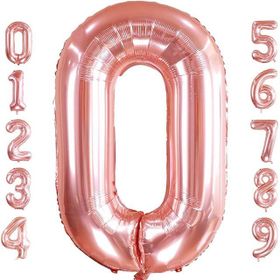Patladı Gitti 32-34 inç 82 cm 0 Sıfır Rakam Rose Gold Folyo Balon