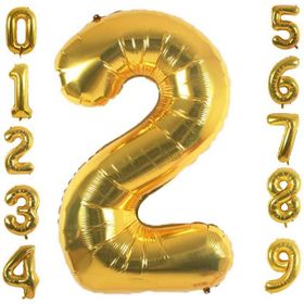 Patladı Gitti 32-34 inç 82 cm 2 İki Rakam Gold Folyo Balon