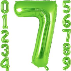 Patladı Gitti 32-34 inç 82 cm 7 Rakam Açık Yeşil Folyo Balon