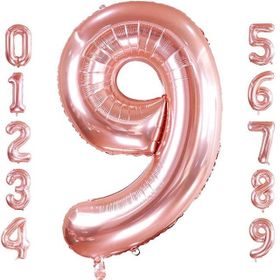 Patladı Gitti 32-34 inç 82 cm 9 Dokuz Rakam Rose Gold Folyo Balon