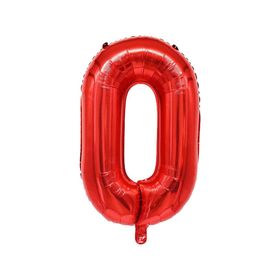 Patladı Gitti 34 inç 76-82 cm 0 Rakam Kırmızı Folyo Balon