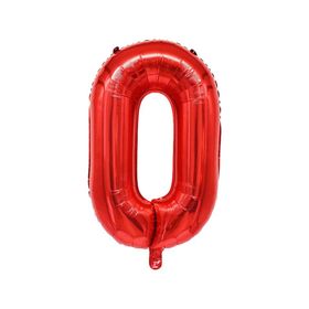 Patladı Gitti 34 inç 76-82 cm 0 Rakam Kırmızı Folyo Balon