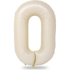 Patladı Gitti 34 inç 76-82 cm 0 Rakam Krem Folyo Balon