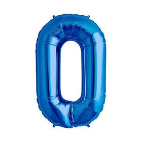 Patladı Gitti 34 inç 76-82 cm 0 Rakam Mavi Folyo Balon