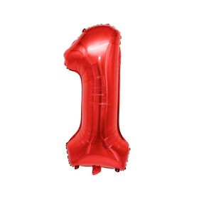 Patladı Gitti 34 inç 76-82 cm 1 Rakam Kırmızı Folyo Balon