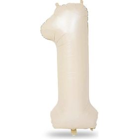 Patladı Gitti 34 inç 76-82 cm 1 Rakam Krem Folyo Balon