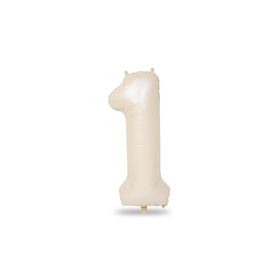 Patladı Gitti 34 inç 76-82 cm 1 Rakam Krem Folyo Balon