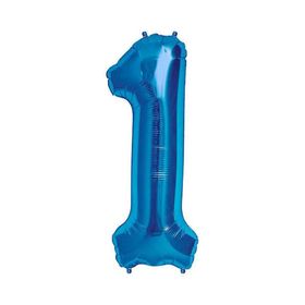 Patladı Gitti 34 inç 76-82 cm 1 Rakam Mavi Folyo Balon
