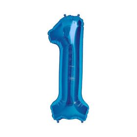 Patladı Gitti 34 inç 76-82 cm 1 Rakam Mavi Folyo Balon