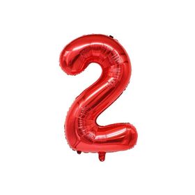 Patladı Gitti 34 inç 76-82 cm 2 Rakam Kırmızı Folyo Balon