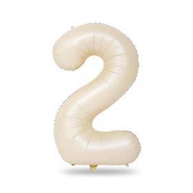 Patladı Gitti 34 inç 76-82 cm 2 Rakam Krem Folyo Balon