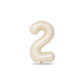 Patladı Gitti 34 inç 76-82 cm 2 Rakam Krem Folyo Balon