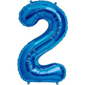 Patladı Gitti 34 inç 76-82 cm 2 Rakam Mavi Folyo Balon