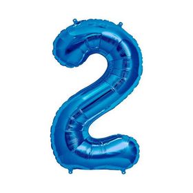 Patladı Gitti 34 inç 76-82 cm 2 Rakam Mavi Folyo Balon