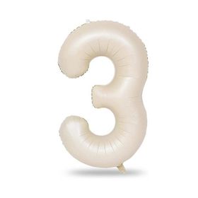 Patladı Gitti 34 inç 76-82 cm 3 Rakam Krem Folyo Balon