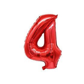 Patladı Gitti 34 inç 76-82 cm 4 Rakam Kırmızı Folyo Balon