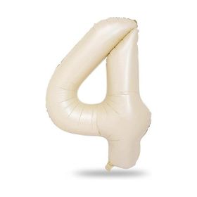 Patladı Gitti 34 inç 76-82 cm 4 Rakam Krem Folyo Balon